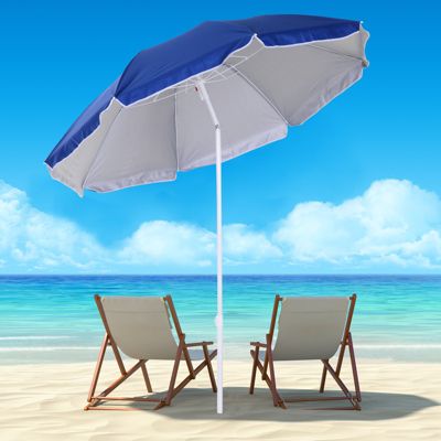 Parasol inclinable octogonal de plage dia. 150 cm tissu polyester haute densité anti-UV mât démontable sac de transport inclus