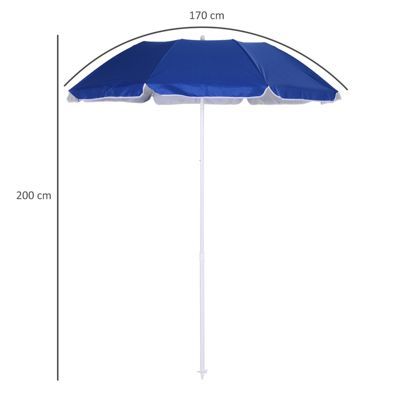 Parasol inclinable octogonal de plage dia. 150 cm tissu polyester haute densité anti-UV mât démontable sac de transport inclus