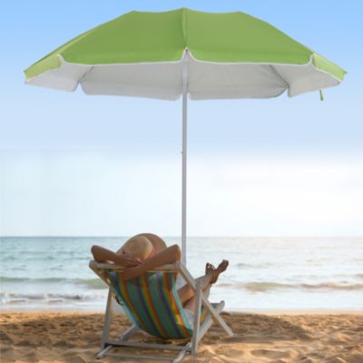 Parasol inclinable octogonal de plage dia. 150 cm tissu polyester haute densité anti-UV mât démontable sac de transport inclus