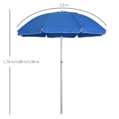 Parasol inclinable octogonal dia. 190 cm polyester haute densité anti-UV hauteur réglable mât alu sac de transport inclus