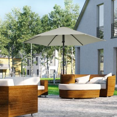 Parasol inclinable octogonal  dia. 2,65 x 2,35H m métal époxy noir polyester haute densité 180 g/m² gris clair