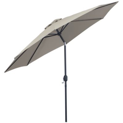 Parasol inclinable octogonal dia. 3 x 2,45 m ouverture fermeture par manivelle métal polyester haute densité gris clair