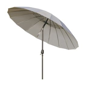 Parasol inclinable rond avec manivelle métal fibre de verre dia. 2,55 m polyester haute densité