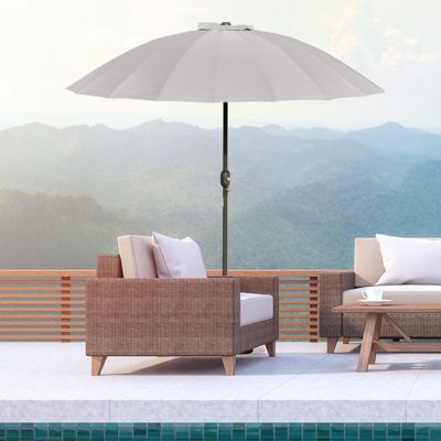 Parasol inclinable rond avec manivelle métal fibre de verre dia. 2,55 m polyester haute densité
