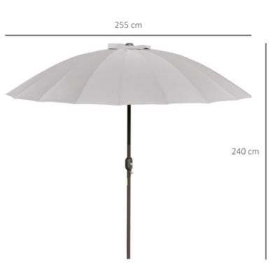 Parasol inclinable rond avec manivelle métal fibre de verre dia. 2,55 m polyester haute densité