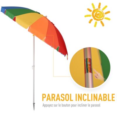 Parasol inclinable rond dia. 220 cm tissu polyester haute densité anti-UV mât démontable alu sac de transport inclus