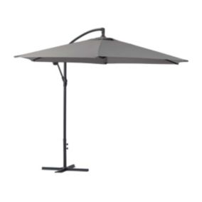 Parasol jardin déporté Alu "Ilios"  Rond  Diametre 3 m  Gris