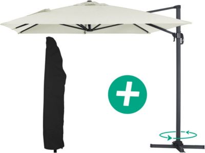 Parasol jardin déporté Alu "Sun 4"  Rectangle  3 x 4 m + Housse de protection  Ecru