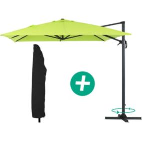 Parasol jardin déporté Alu "Sun 4"  Rectangle  3 x 4 m + Housse de protection  Vert