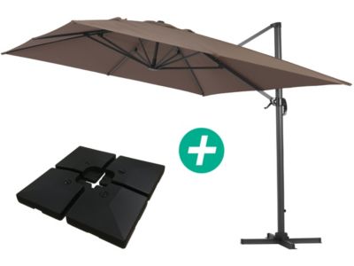 Parasol jardin déporté Alu "Sun 4 "  Rectangle  3 x 4 m  Taupe  Dalles à lester incluses