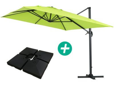 Parasol jardin déporté Alu "Sun 4 "  Rectangle  3 x 4 m  Vert  Dalles à lester incluses