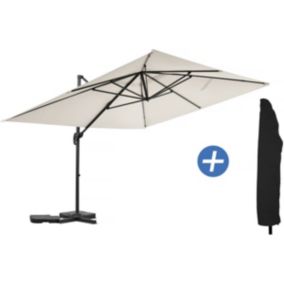 Parasol jardin déporté en aluminium "Sky 4"  3 x 4 m  Ecru  Avec housse