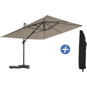 Parasol jardin déporté en aluminium "Sky 4"  3 x 4 m  Taupe  Avec Housse de protection