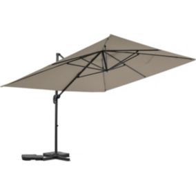 Parasol jardin déporté en aluminium "Sky 4"  3 x 4 m  Taupe