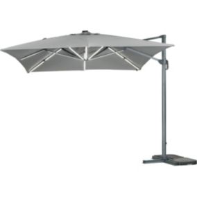 Parasol jardin déporté led alu "Sun 3 Luxe" 3 x 3 m  Gris