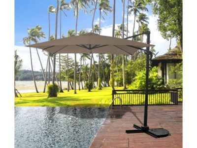 Parasol jardin déporté "Soleil"  Carré  2.5 x 2.5 m  Taupe + Housse de protection