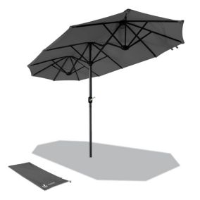 Parasol Jardin Double Aluminium 150 x 300 cm gris VOUNOT