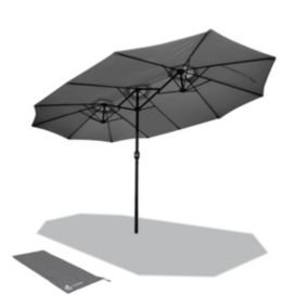 Parasol Jardin Double Aluminium 270 x 460 cm gris VOUNOT