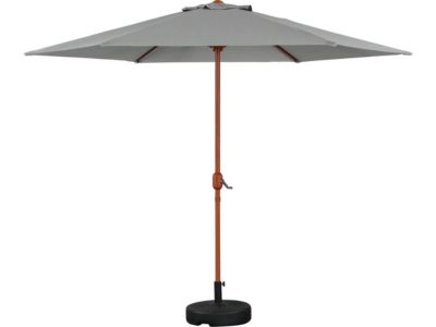 Parasol jardin droit Alu finition bois "Luz"  Rond  Diametre 3m  Gris  Avec pied à lester