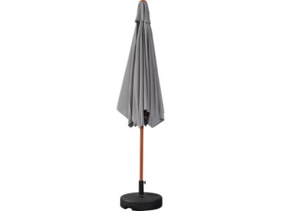 Parasol jardin droit Alu finition bois "Luz"  Rond  Diametre 3m  Gris  Avec pied à lester