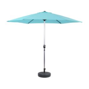 Parasol jardin droit Alu "Sol"  Rond  Diametre 3m  Bleu  Avec pied à lester