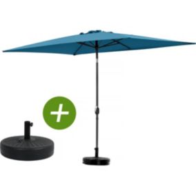 Parasol jardin "Sol 2"  Rectangle  2 x 3 m  Bleu + Dalles à lester incluses