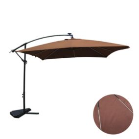 Parasol LED déporté carré 3x3m chocolat SOLENZARA NEON degrés Parasol LED déporté carré 3x3m chocolat SOLENZARA NEON