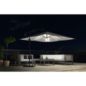 Parasol LED déporté carré 3x3m écru SOLENZARA BULLE degrés Parasol LED déporté carré 3x3m écru SOLENZARA BULLE