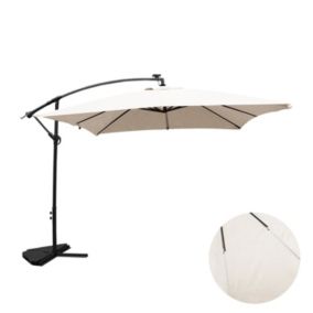 Parasol LED déporté carré 3x3m écru SOLENZARA NEON degrés Parasol LED déporté carré 3x3m écru SOLENZARA NEON