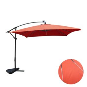 Parasol LED déporté carré 3x3m terracotta SOLENZARA NEON degrés Parasol LED déporté carré 3x3m terracotta SOLENZARA NEON