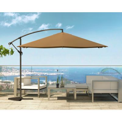 Parasol marron droit carré 3 x 3 m led degrés SOLENZARA
