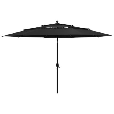 Parasol mobilier de jardin à 3 aluminium noir Helloshop26