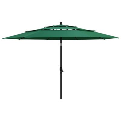 Parasol mobilier de jardin à 3 aluminium vert Helloshop26