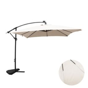 Parasol Néon LED déporté 3 x 3 m écru degrés SOLENZARA