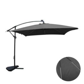 Parasol Néon LED déporté 3 x 3 m gris degrés SOLENZARA