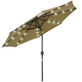 Parasol octogonal inclinable dia. 2,67 x 2,4H m lumineux solaire 24 LED polyester haute densité 180 g/m²