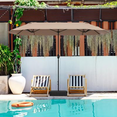 Parasol Rectangulaire 400x200cm, Grand Parasol de Jardin Extérieur, Parasol Double avec Pied, Chocolat