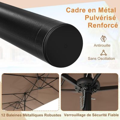 Parasol Rectangulaire 400x200cm, Grand Parasol de Jardin Extérieur, Parasol Double avec Pied, Chocolat