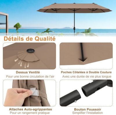 Parasol Rectangulaire 400x200cm, Grand Parasol de Jardin Extérieur, Parasol Double avec Pied, Chocolat