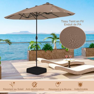 Parasol Rectangulaire 400x200cm, Grand Parasol de Jardin Extérieur, Parasol Double avec Pied, Chocolat