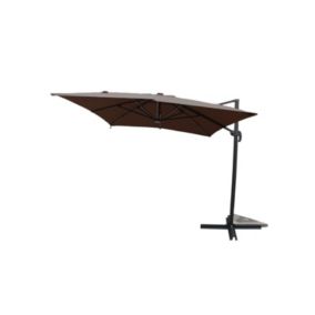 Parasol rectangulaire chocolat avec LED 395 x 295 cm CALVIA degrés Parasol rectangulaire chocolat avec LED 395 x 295 cm CALVIA