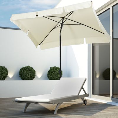 Parasol rectangulaire inclinable alu acier polyester haute densité diamètre 2 m beige clair