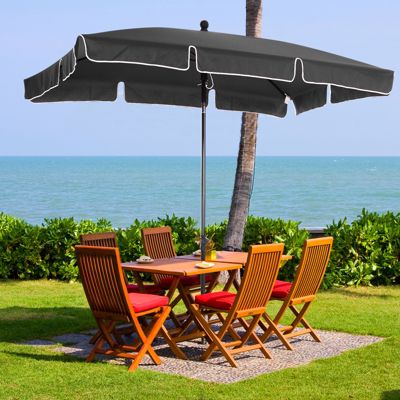 Parasol rectangulaire inclinable alu acier polyester haute densité diamètre 2 m gris