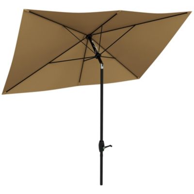 Parasol rectangulaire inclinable de jardin avec manivelle métal polyester haute densité anti UV 50+ chocolat