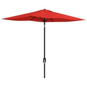 Parasol rectangulaire inclinable de jardin avec manivelle métal polyester haute densité anti UV 50+ rouge