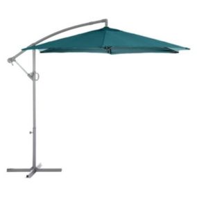 Parasol rond décentré Janeiro 3 m bleu canard Hespéride