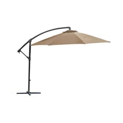 Parasol rond déporté inclinable avec pied en croix taupe