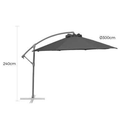 Parasol rond déporté inclinable avec pied en croix