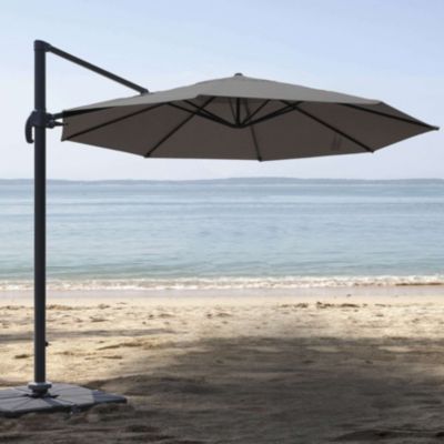 Parasol rond en aluminium et toile polyester avec pied en croix - Tobago Éco - diamètre 3 x 2,66 m - Jardiline