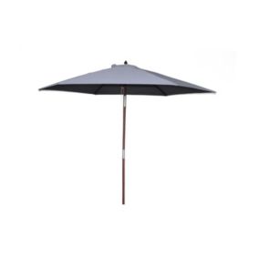 Parasol rond en bois inclinable toile grise CANCUN degrés Parasol rond en bois inclinable toile grise CANCUN